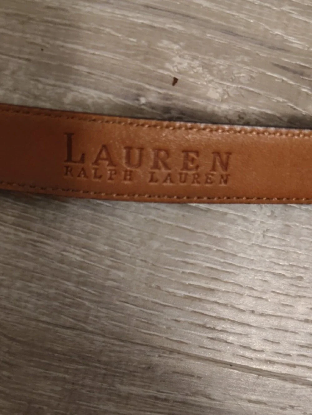 Ralph Lauren Blue Leather Belt with Rectangular Gold Buckle